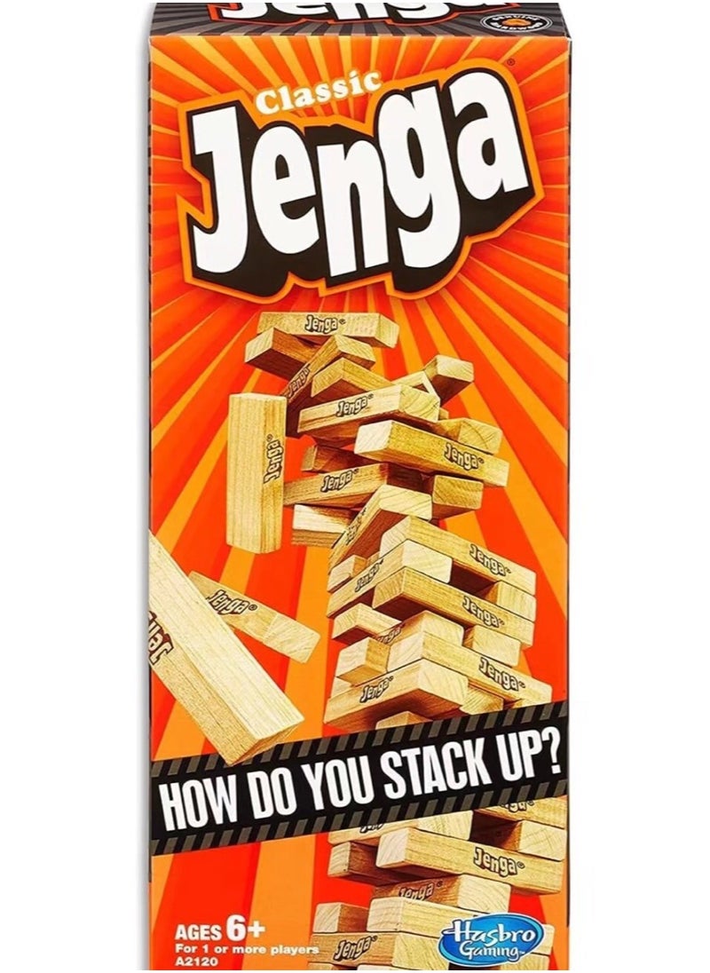 Jenga Classic Game with Real Hardwood Blocks Suitable for Ages 6 Older