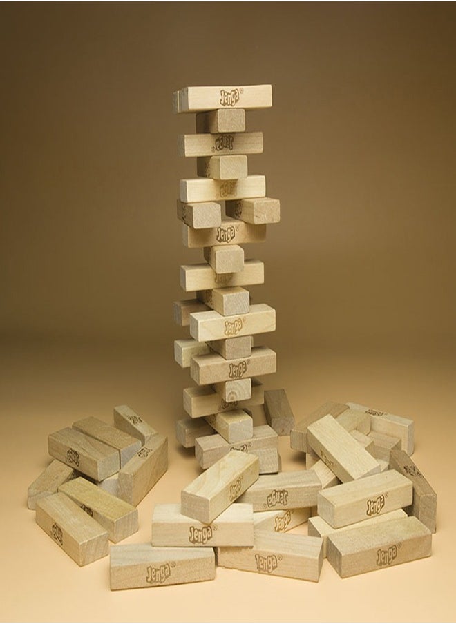 Jenga Classic Game with Real Hardwood Blocks Suitable for Ages 6 Older