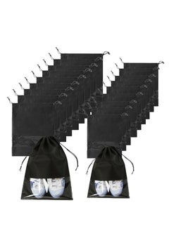 Generic 18 PCS Travel Shoe Bags for Packing, Shoe Bag for Storage, Men And Women, Clear Drawstring Bags, Portable Shoe Bags for Travel（Black）  - Image 1