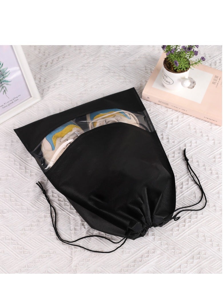 18 PCS Travel Shoe Bags for Packing, Shoe Bag for Storage, Men And Women, Clear Drawstring Bags, Portable Shoe Bags for Travel（Black）  - Image 2