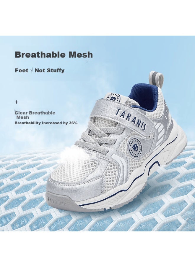 Taranis Spring Kids Sports Shoes Uni Lightweight Non-slip Dad Sneakers White/silver Size 33