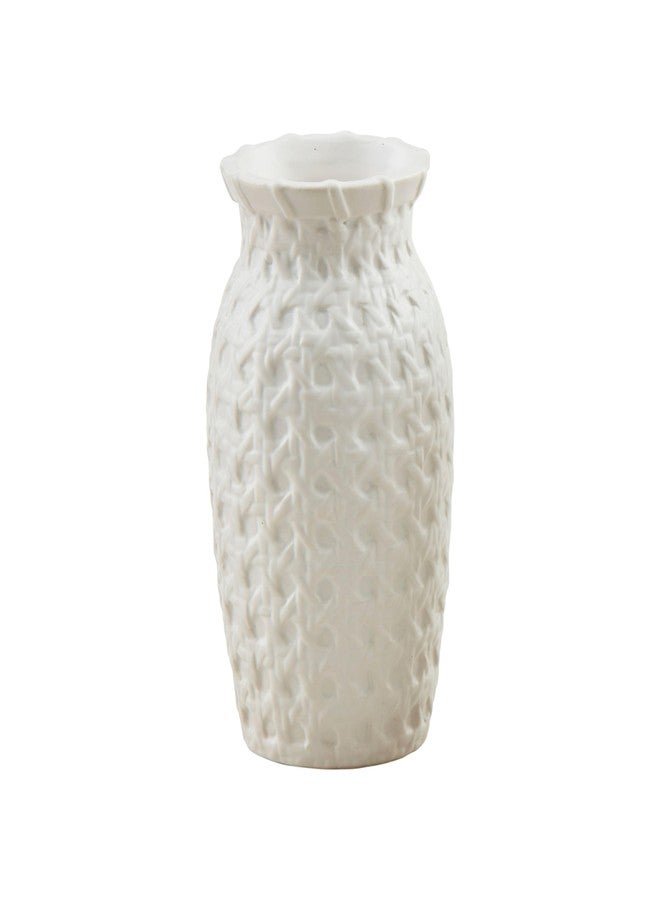 Mud Pie Woven Ceramic Vase, Cane, 5.5" x 3.25