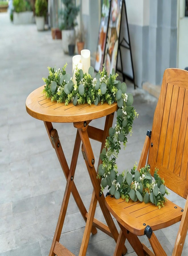 Vlorart 6ft Eucalyptus Garland with Boxwood and White Florals, Mixed Greenery Eucalyptus Garland for Wedding Arch, Backdrop, Table, Mantel and Home Decor - Image 5