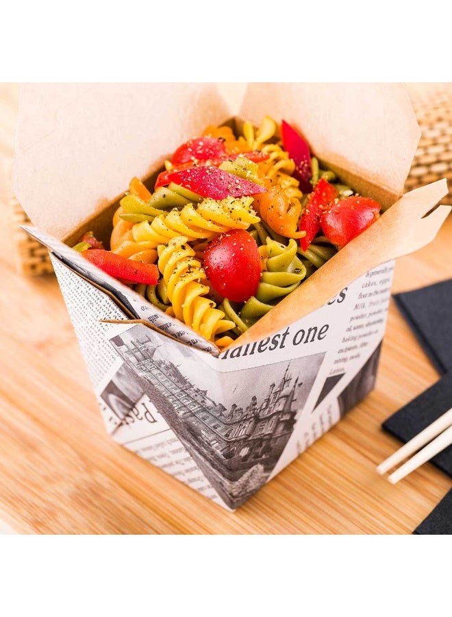 Restaurantware 16 Ounce Noodle Take Out Boxes, 200 Disposable Food To Go Boxes - Tab-Lock, Stackable, Newsprint Paper Take Home Boxes, Greaseproof, For Restaurants, Catering, And Parties - Image 3