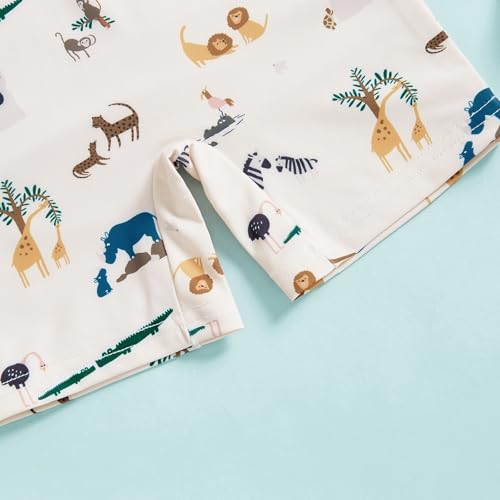 Lucikamy Infant Baby Boy Girls One Piece Swimsuit Short Sleeve Zipper Rash Guard Swimwear Toddler Bathing Suits Beachwear (Khaki, 0-3 Months) - Image 5