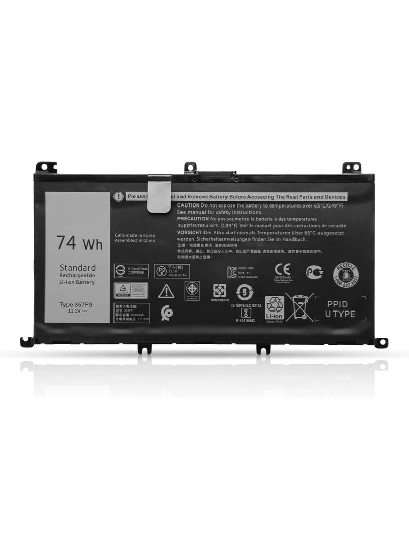ماكس باور بطارية كمبيوتر محمول 74Wh 357F9 لجهاز Dell Inspiron 15 5000 7000 7566 7567 7557 7559 5577 P65F P57F i7559-2512BLK i7559-763BLK i7559-7512GRY 71JF4 0357F9 071JF4 كمبيوتر محمول للألعاب - Image 1