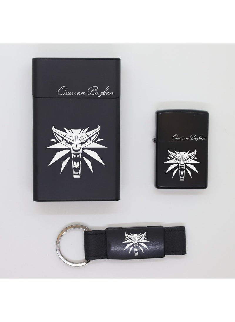 Ada Lazer - Personalized The Witcher Metal Cigarette Box, Zippo Lighter and Keychain Set - 1 - Image 1