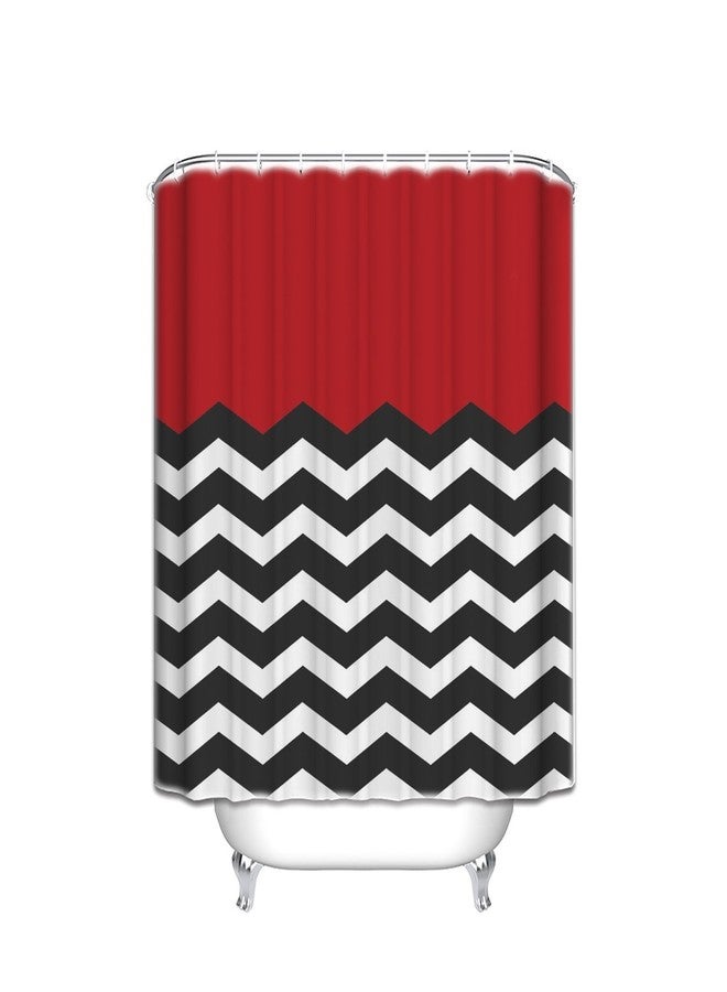 Vandarllin Red Black and White Chevron - Shower Curtain Custom Made,66" x 72" - Image 1