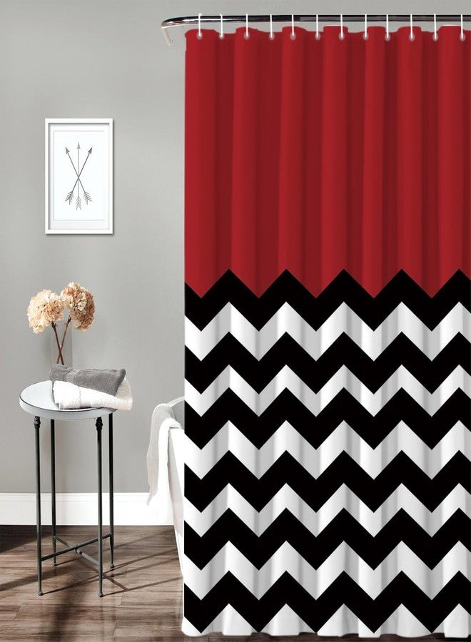 Vandarllin Red Black and White Chevron - Shower Curtain Custom Made,66" x 72" - Image 3