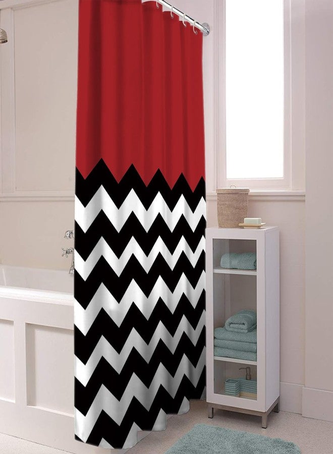 Vandarllin Red Black and White Chevron - Shower Curtain Custom Made,66" x 72" - Image 4