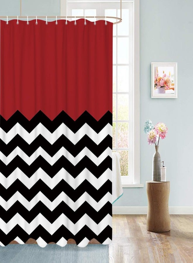 Vandarllin Red Black and White Chevron - Shower Curtain Custom Made,66" x 72" - Image 2