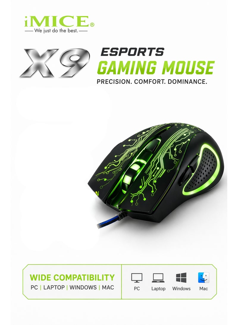 IMICE X9 Esports Gaming Mouse – High Precision RGB Wired Mouse for PC & Laptop - Image 1