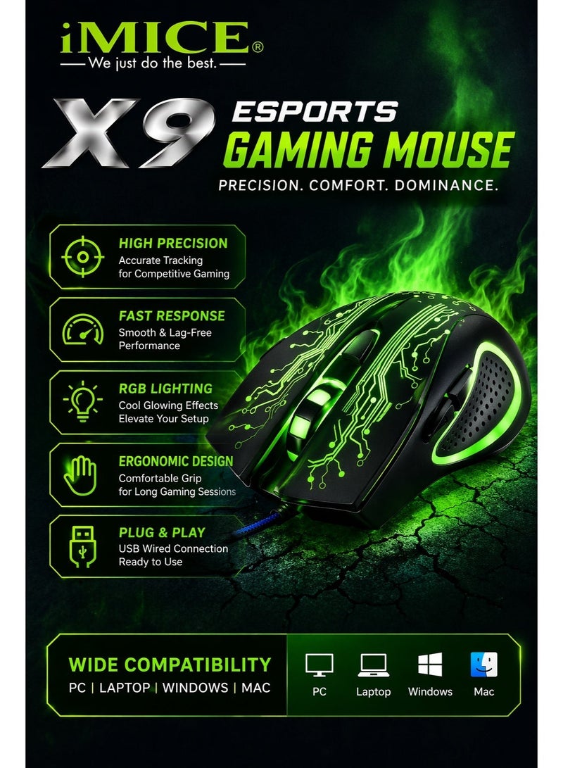 IMICE X9 Esports Gaming Mouse – High Precision RGB Wired Mouse for PC & Laptop - Image 3