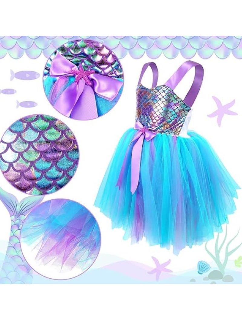 GUDOO فتاة حورية البحر الفستان الأميرة مع أضواء LED ارتدي الهدية الأميرة الفستان هدية عيد الميلاد 5 إلى 8 سنوات XL. - Image 2