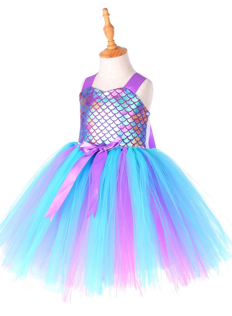 GUDOO فتاة حورية البحر الفستان الأميرة مع أضواء LED ارتدي الهدية الأميرة الفستان هدية عيد الميلاد 5 إلى 8 سنوات XL. - Image 5
