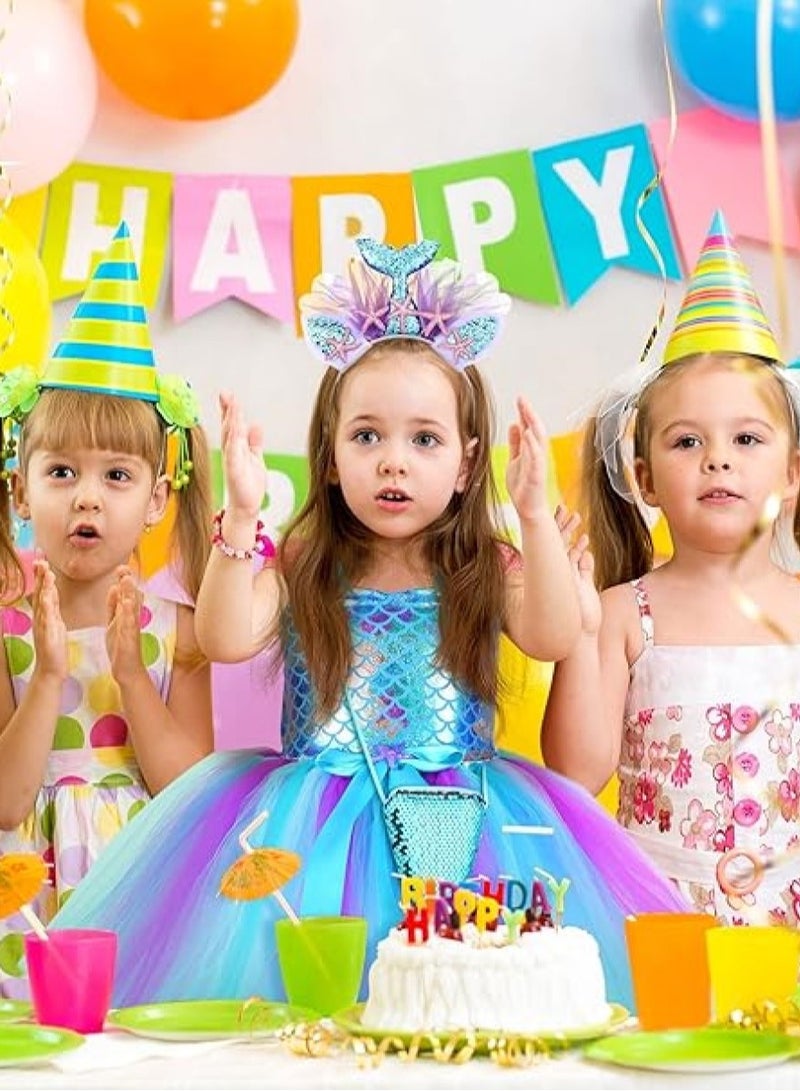 GUDOO فتاة حورية البحر الفستان الأميرة مع أضواء LED ارتدي الهدية الأميرة الفستان هدية عيد الميلاد 5 إلى 8 سنوات XL. - Image 4