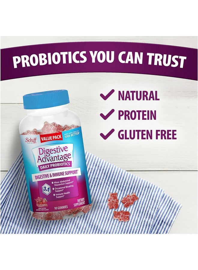 Digestive Advantage Probiotic Gummies for Digestive Health, Daily Probiotics for Women & Men, Support for Occasional Bloating, Minor Abdominal Discomfort & Gut Health, 2x90ct bottles Superfruit - Image 4