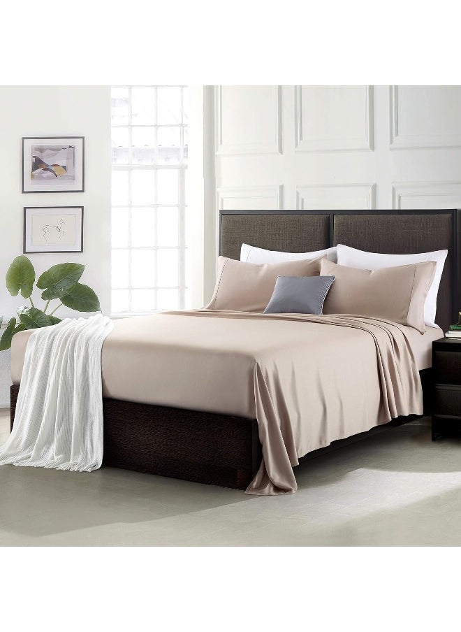 Ibama 100% Cotton Bed Sheet Set With Pillowcases 4 Pieces Including 1 X Fitted Sheet 2 X Pillow Covers 1 X Flat Sheet Breathable And Machine Washable Queen Size, Light Brown 02 - pzsku/Z3100C78F1ED5A5E292C1Z/45/_/1738148543/7fe64b36-a3c4-4479-aa70-e127f317207c