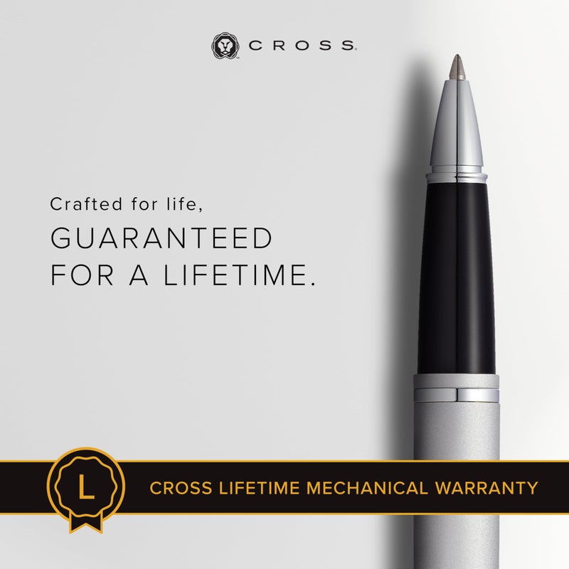 Cross Calais Refillable Rollerball Pen Presented in a Luxury Gift Box - Medium Point, Black Ink, Satin Chrome - Image 3