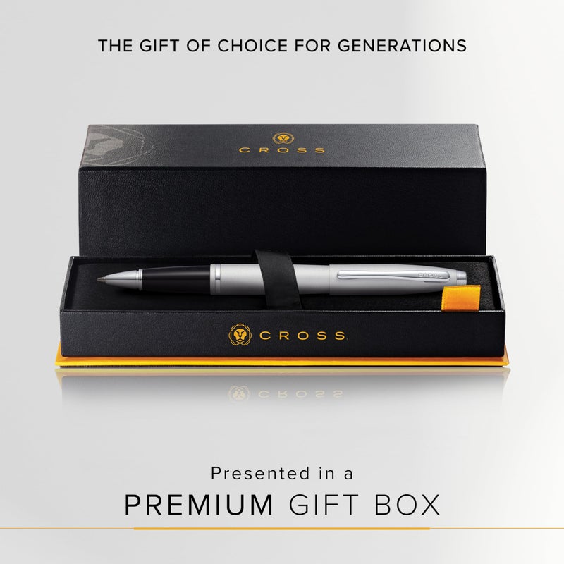 Cross Calais Refillable Rollerball Pen Presented in a Luxury Gift Box - Medium Point, Black Ink, Satin Chrome - Image 4
