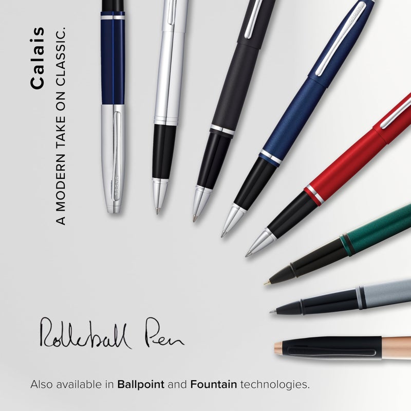 Cross Calais Refillable Rollerball Pen Presented in a Luxury Gift Box - Medium Point, Black Ink, Satin Chrome - Image 5