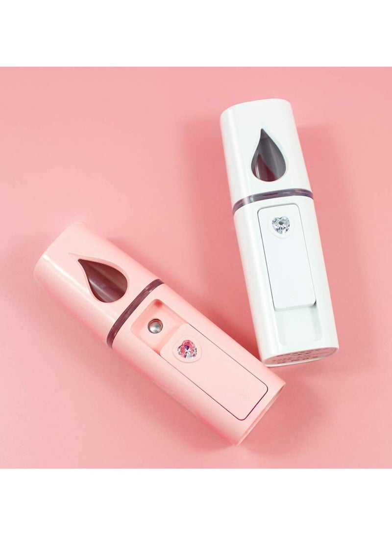 Generic - Portable Nano Facial Mister Mini Facial Steamer Atomization Eyelash Extensions with Mirror & 20ml Visual Water Tank (Pink) - Image 1