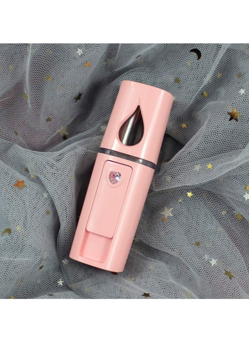 Generic - Portable Nano Facial Mister Mini Facial Steamer Atomization Eyelash Extensions with Mirror & 20ml Visual Water Tank (Pink) - Image 1