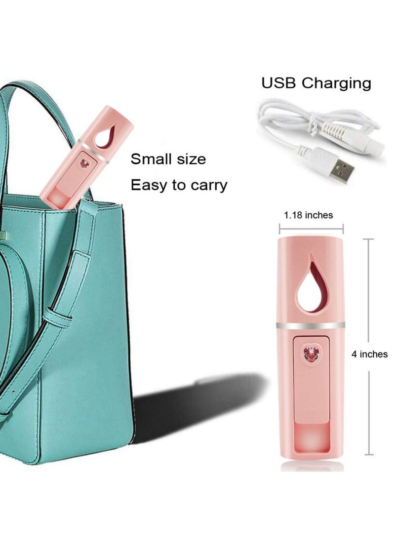 Generic - Portable Nano Facial Mister Mini Facial Steamer Atomization Eyelash Extensions with Mirror & 20ml Visual Water Tank (Pink) - Image 1