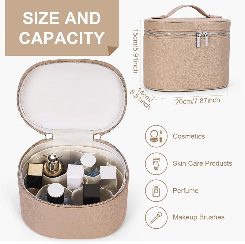 YFGBCX Makeup Bag Vanity Case with Removable Divider Travel Toiletry Bag Portable Cosmetic Bag Makeup Organizer Case, Nude, 7.87x5.91x5.51 inches - Image 4