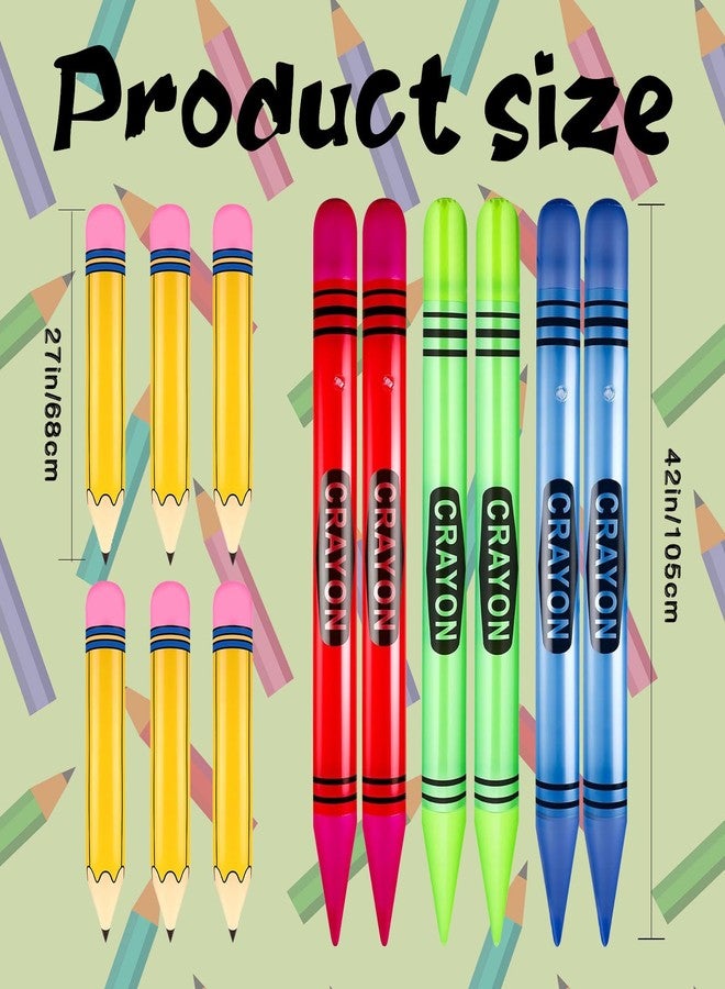 Denylo pro 12 Pcs Giant Large Inflatable Crayons Hanging Neon Back to Party Pencil Crayons Decoration for Back to Party Garden Room Birthday Party Decorations, 4 Colors - Image 2