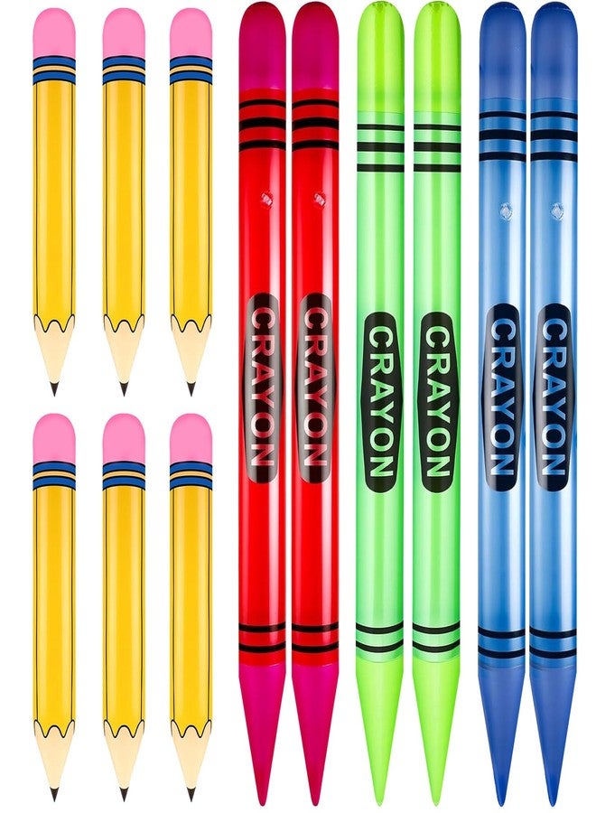 Denylo pro 12 Pcs Giant Large Inflatable Crayons Hanging Neon Back to Party Pencil Crayons Decoration for Back to Party Garden Room Birthday Party Decorations, 4 Colors - Image 1