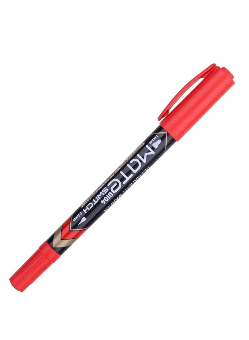 Deli 12-Piece Twin Tip Permanent Marker Red Ink  - Image 2