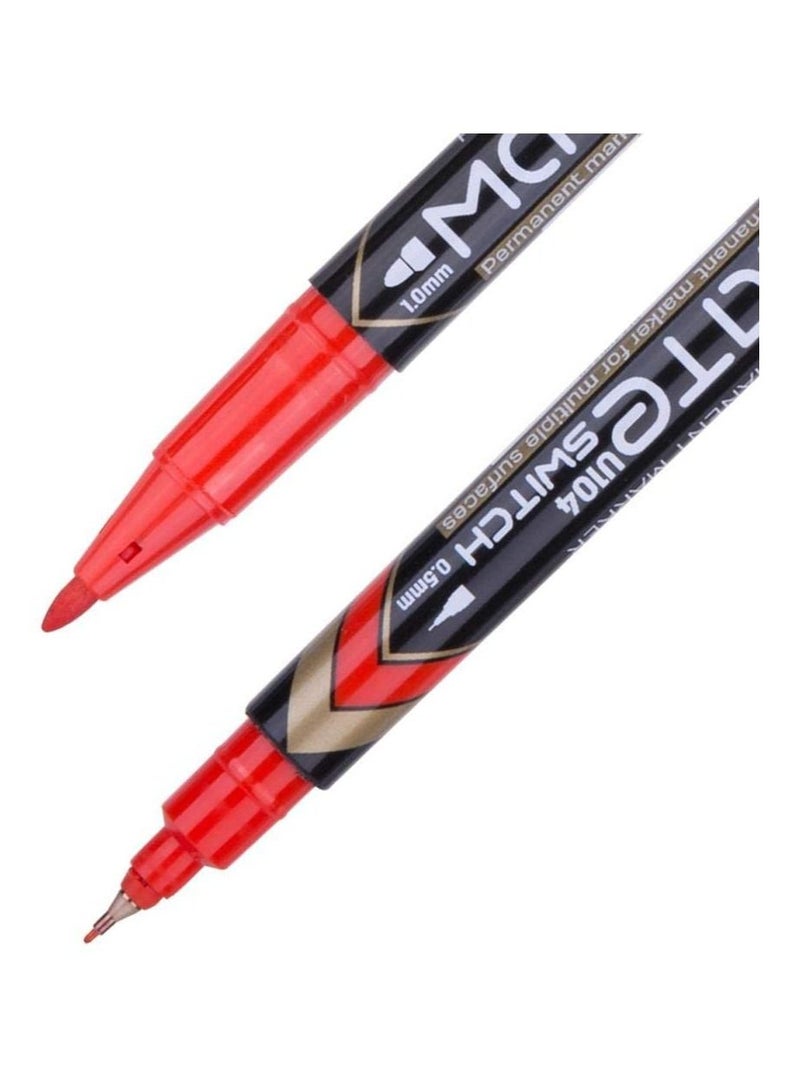 Deli 12-Piece Twin Tip Permanent Marker Red Ink  - Image 3
