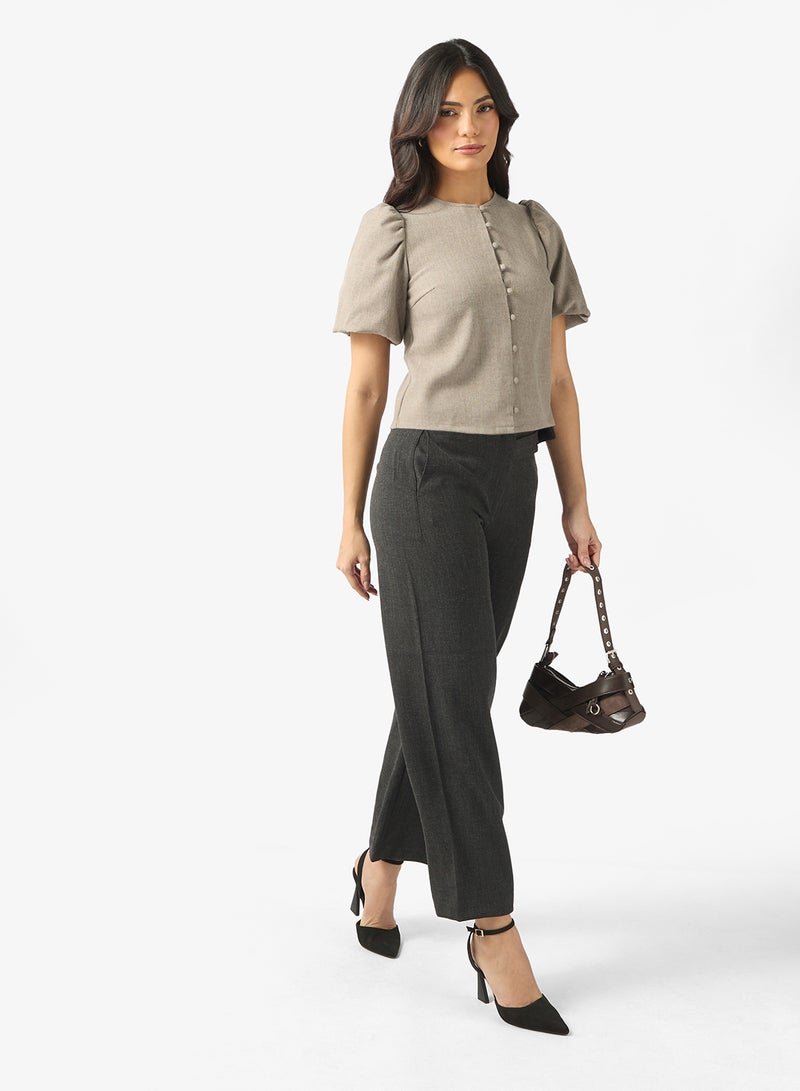 فيرو مودا بنطلون فيمبيستي بخصر متوسط وحزام عريض - Image 2