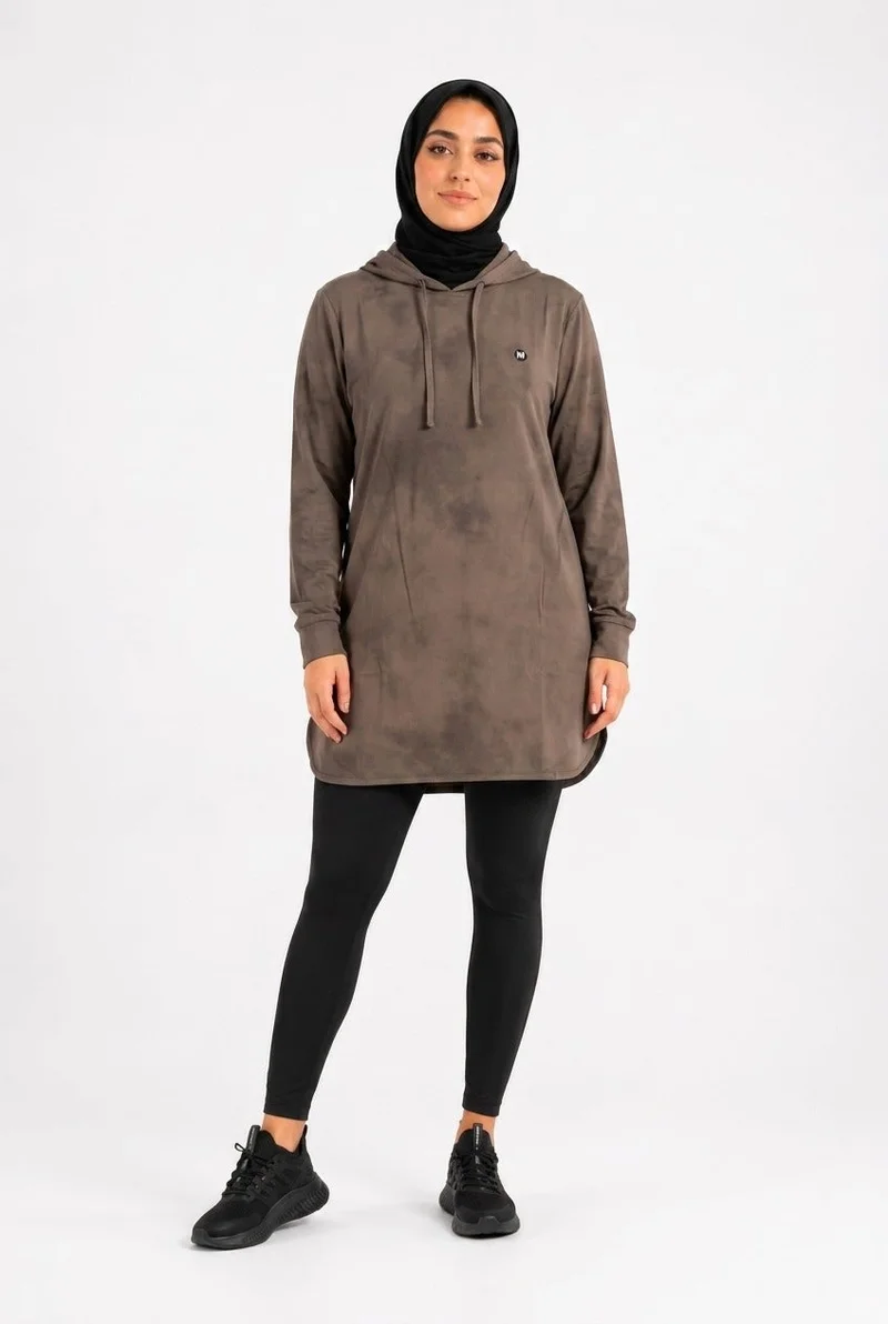 Moveletix Women's Training Top Lightweight with Hood Brown Luxe Soft
