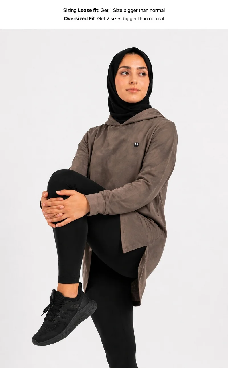 Moveletix Brown Women's Training Top Lightweight with Hood Brown Luxe Soft for Women | Best Price UAE