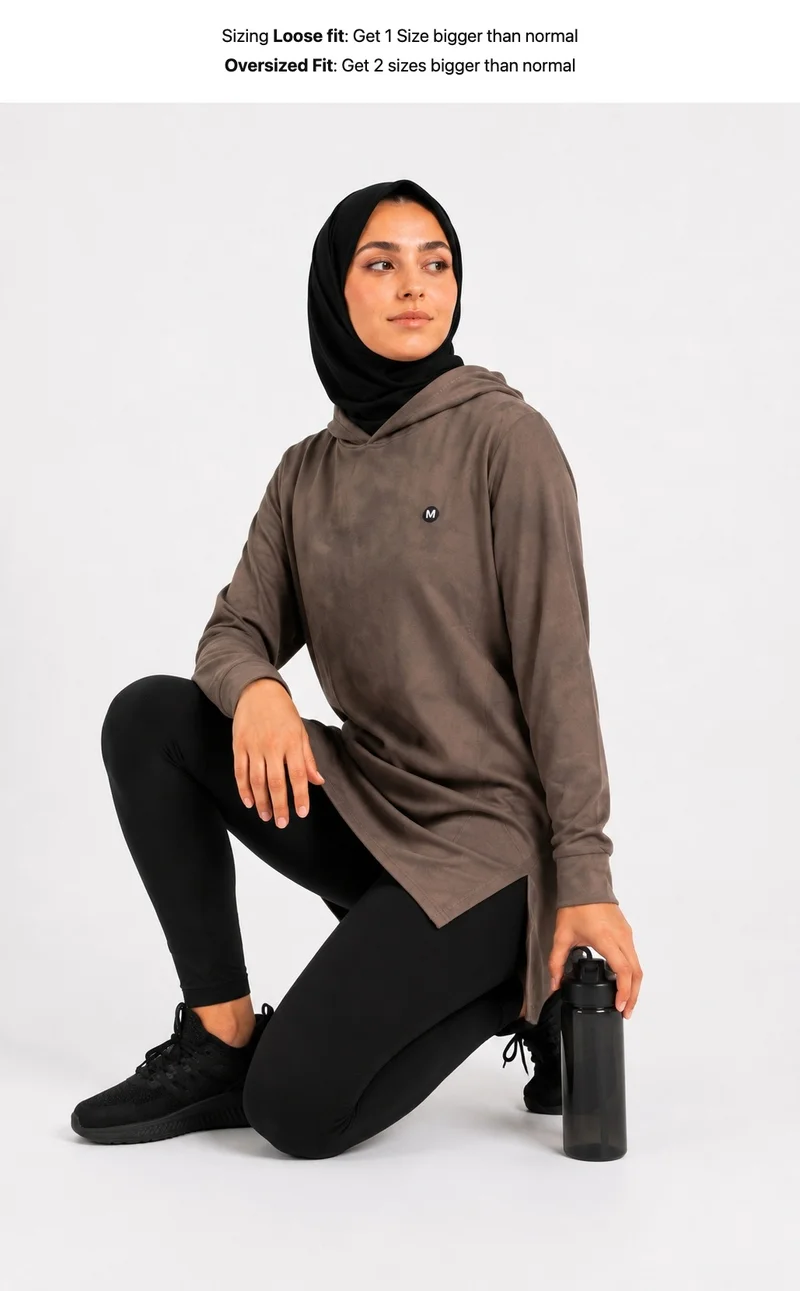 Moveletix Brown Women's Training Top Lightweight with Hood Brown Luxe Soft for Women | Best Price UAE