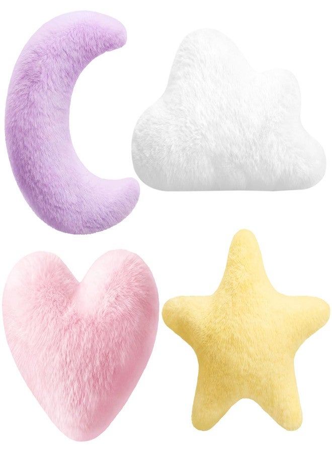 Novabright 4 Pcs Moon Star Cloud Heart Pillow 15.7 Inch Colorful Soft Plush Pillow Cute Nursery Stuffed Throw Cushion Decorative Creative Cushion for Home Baby Room Reading Nook Decorations - Image 1