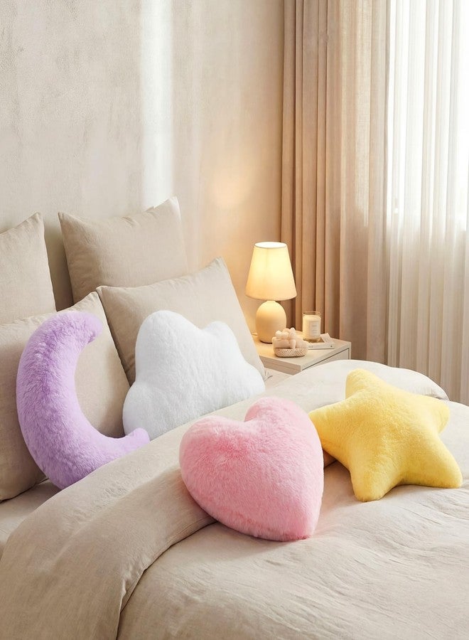 Novabright 4 Pcs Moon Star Cloud Heart Pillow 15.7 Inch Colorful Soft Plush Pillow Cute Nursery Stuffed Throw Cushion Decorative Creative Cushion for Home Baby Room Reading Nook Decorations - Image 4