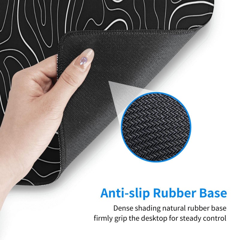 Brecoy Extended Gaming Mouse Pad, Large Gaming Mouse Waterproof with Stitched Edges, Non-Slip Desktop Pad for Home and Office, Level Up Your 31.5x11.8 Inchâ€¦ (Black Topographic) - Image 5