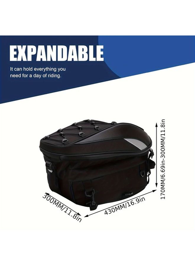 Dual Use Motorcycle Tail Bag 5 81 10 04gal Faux Leather Rear Seat Helmet Backpack with Storage Pockets Reflective Straps for Dirt Pit Street Bike Motorbike Black - Image 2