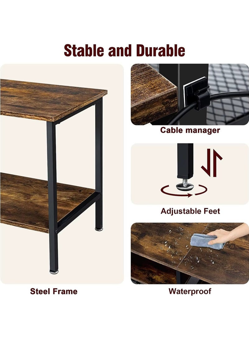 إيه جي دي حامل تلفزيون متعدد الوظائف بتصميم مفتوح لغرفة المعيشة،  180*40*52 سم يدعم شاشات تلفزيون حتى 75 بوصة، إطار معدني وأرفف لعرض وتخزين الأغراض المختلفة / لون بني - Image 4