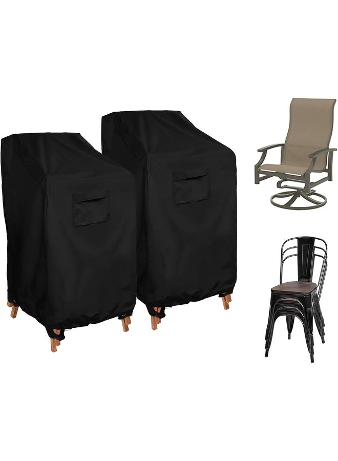 WOMACO Stackable Patio Chair Cover 2 Pack Waterproof Outdoor Stacking High Back Chair Cover Water Resistant Outside Furniture Tall Chair Protector - Image 1