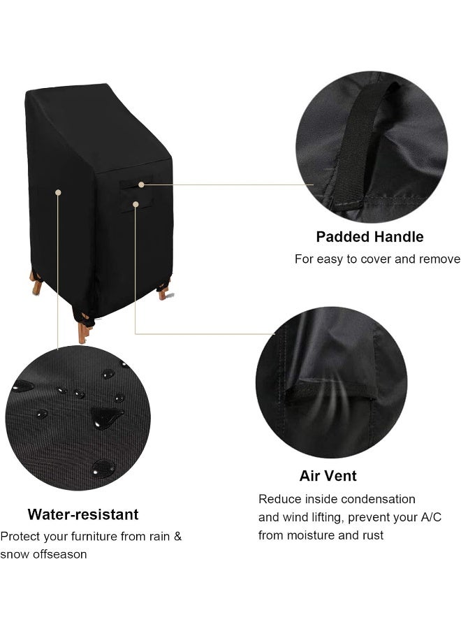 WOMACO Stackable Patio Chair Cover 2 Pack Waterproof Outdoor Stacking High Back Chair Cover Water Resistant Outside Furniture Tall Chair Protector - Image 2