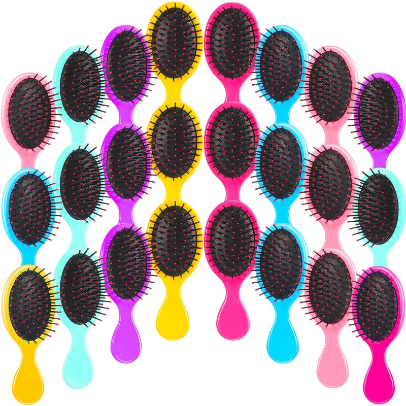 Yoande 24 Pcs Mini Brush Little Travel Mini Wet Hair Brush for Girls Detangling Soft Bristles Wet Hair for Kids Most Hair Types Smoothing with Ease Knots Bright Colors