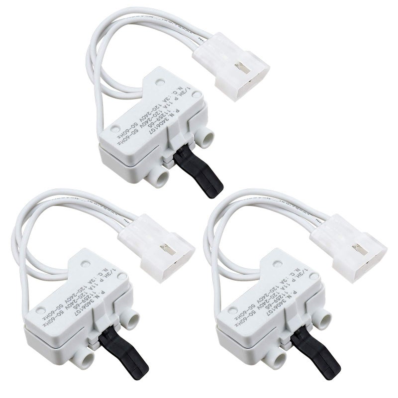 Blutoget 3406107 WP3406107 Dryer Door Switch by Blutoget 3Pack - Fit for Whirlpool Maytag Kenmore Dryers AED4475TQ1 MEDC400VW0 AGD4475TQ1 NED4700YQ1 NED4600YQ1 WED4800XQ0 - Replaces AP6008561 3405100 3405101 - Image 1