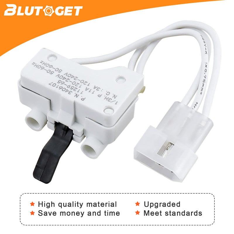 Blutoget 3406107 WP3406107 Dryer Door Switch by Blutoget 3Pack - Fit for Whirlpool Maytag Kenmore Dryers AED4475TQ1 MEDC400VW0 AGD4475TQ1 NED4700YQ1 NED4600YQ1 WED4800XQ0 - Replaces AP6008561 3405100 3405101 - Image 3