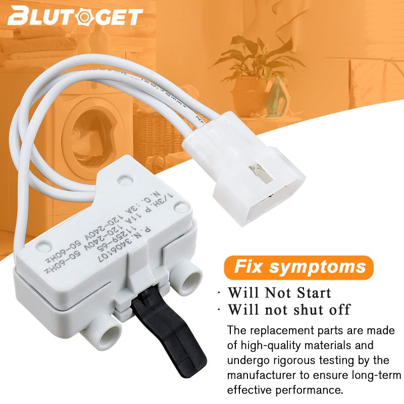 Blutoget 3406107 WP3406107 Dryer Door Switch by Blutoget 3Pack - Fit for Whirlpool Maytag Kenmore Dryers AED4475TQ1 MEDC400VW0 AGD4475TQ1 NED4700YQ1 NED4600YQ1 WED4800XQ0 - Replaces AP6008561 3405100 3405101 - Image 4