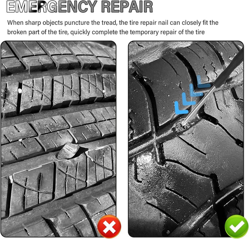 Turcee 100PCS Car Screw Tire Plug Kit,Portable Car Screw in Tire Plugs Kit with Screwdriver,3 Sizes of Cars Tires Plugs Screws Type as Tires Repair Kits for Temporary Self-Service Repairs - Image 4