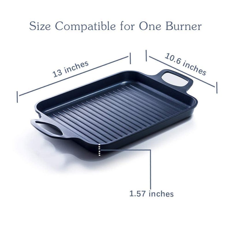 S·KITCHN Nonstick Grill Pan, Induction Stove Top Grill Plate, Glass Grilling Pan for Indoor, Gas Range Grill Panel/Skillet - Image 5